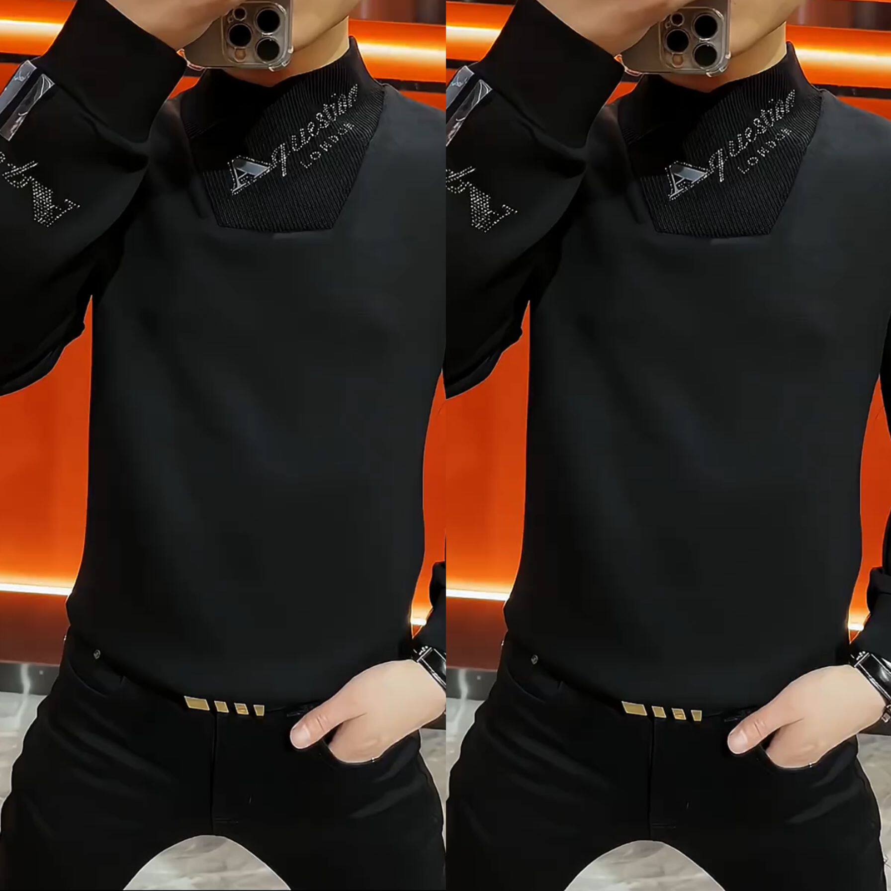 【现货】23231秋冬男士长袖T恤半高领修身潮流时尚卫衣保暖打底衫