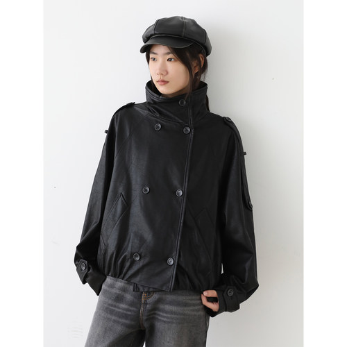 一方服饰立领轻薄机车皮衣外套