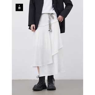 波西米亚风设计感不规则雪纺半身裙女送腰带 早春新款 一方服饰