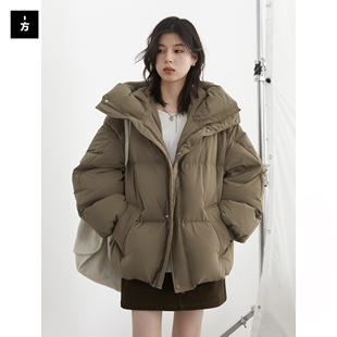 「一方服饰」冬季宽松连帽90白鸭绒羽绒服保暖面包服外套