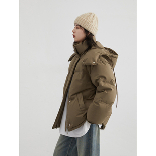 【一方服饰】冬季简约90白鸭绒连帽羽绒服防风保暖短款小个子外套