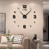 免打孔挂钟钟表时钟客厅3D立体简约静音免打孔时尚 数字装 饰diy时