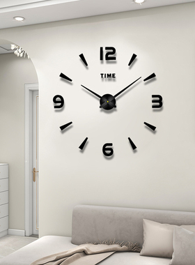 免打孔极简挂钟餐厅现代简约3D立体创意时钟玄关静音数字指针钟表