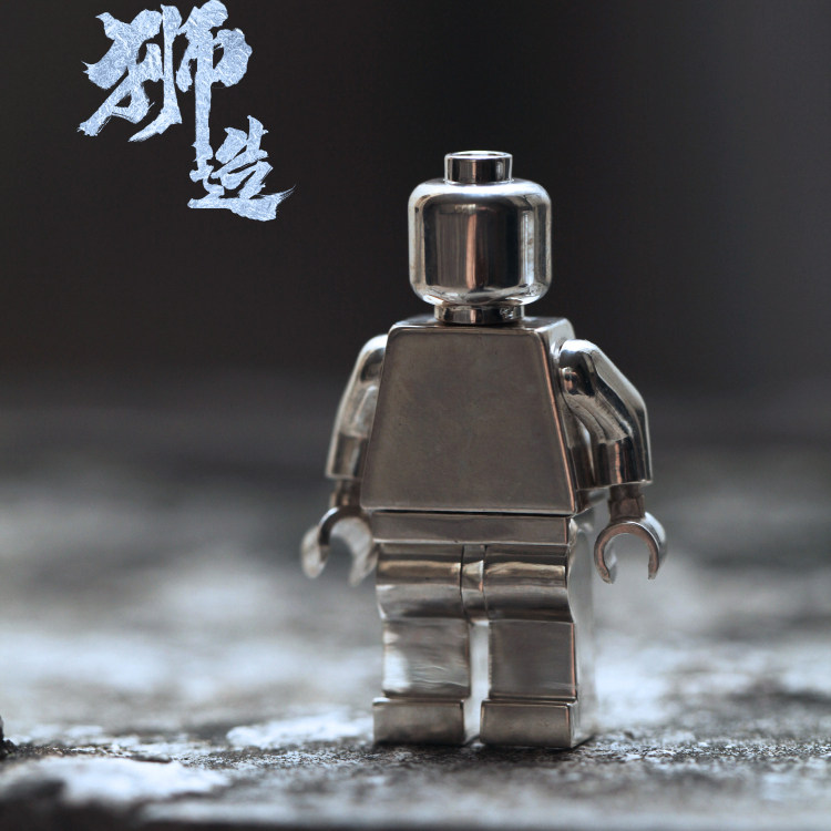 狮造s925纯银实心乐高机器人可动重工银挂件复古个性趣味小众礼物