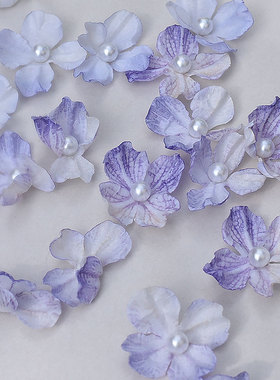仿真婚庆焦边绣球花瓣假花 diy手工古风发夹簪花绢花材料服装辅料