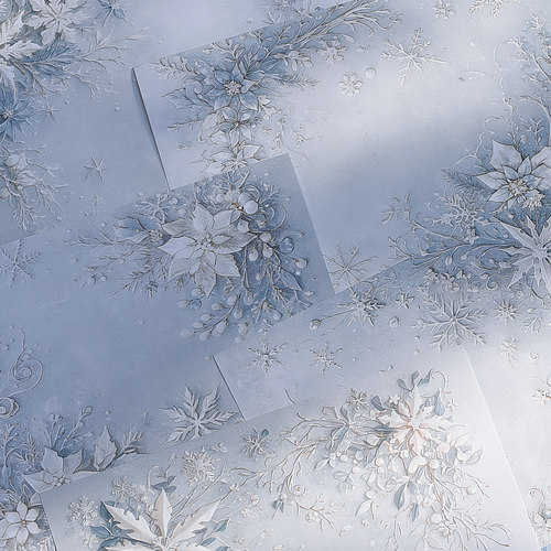 白色背景纸大尺寸复古雪景雪花冬日雪景背景纸a4蓝色素材纸ins风