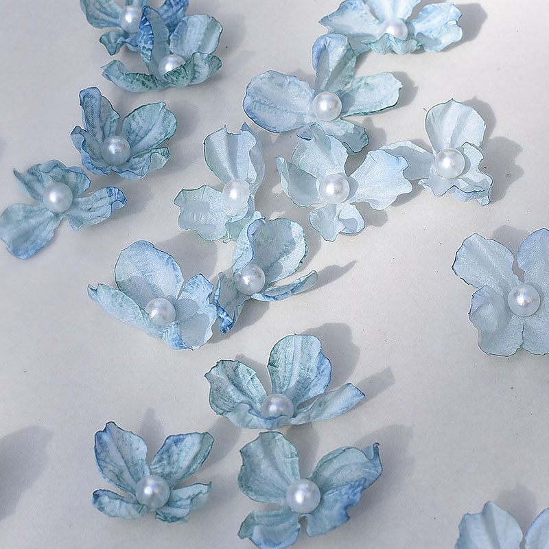 仿真花瓣烧边绣球花片手工diy古风绢花头饰发簪材料婚庆配件日系