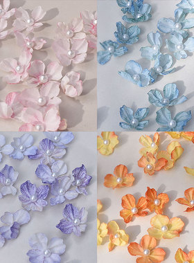 痛包diy材料橘色紫色粉色蓝色仿真花瓣焦边绣球花瓣手工diy裙子