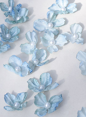 仿真婚庆焦边绣球花瓣假花 diy手工古风发夹簪花绢花材料服装辅料