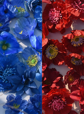 假花diy材料蓝色小假花订婚宴生日迷你仿真花绢花装饰红色假花