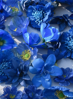 假花仿真花diy材料痛包装饰蓝色假花道具高级感艺术深蓝色仿真花