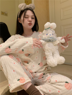 150cm小个子秋冬珊瑚绒家居服xs保暖加厚卡通甜美睡衣套装小码xxs