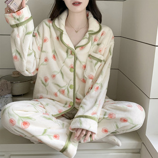 冬季150cm小矮个子睡衣法兰绒260g开衫长袖长裤保暖家居服套装xxs