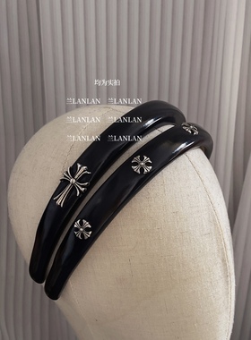 【兰LANLAN】皮质光面漆皮材质十字朋克发箍头箍发饰