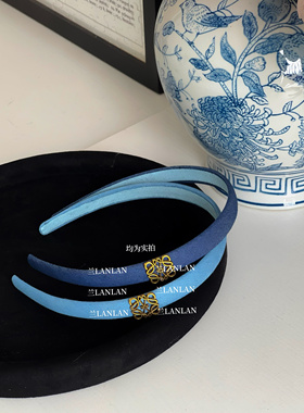 【兰LANLAN】复古牛仔简约高级感设计双色气质百搭细边发箍发卡