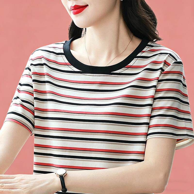 妈妈短袖t恤女 新款2026夏装减龄纯棉衣服半袖小衫中老年宽松上衣