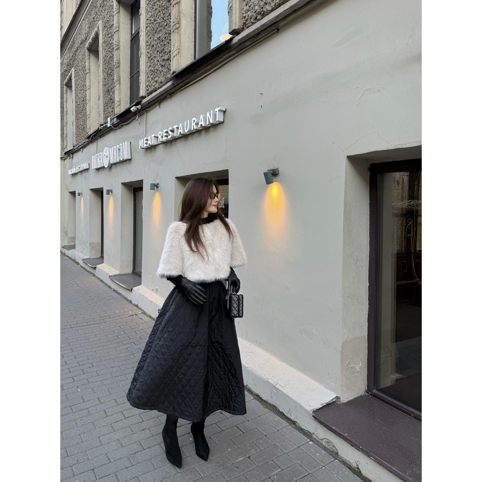 净版夹棉菱格a字蓬蓬背带裙