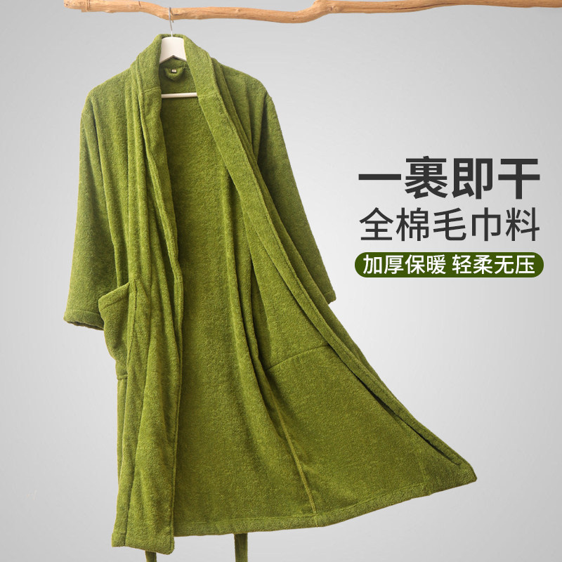 如奕纯棉浴袍可穿吸水速干2025新款全棉加厚冬季洗澡睡袍情侣浴衣
