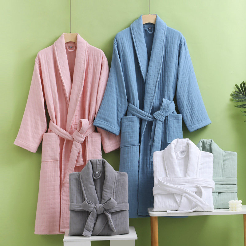 如奕六层纱布浴袍纯棉吸水速干浴衣冬季加厚家用男女情侣全棉睡袍