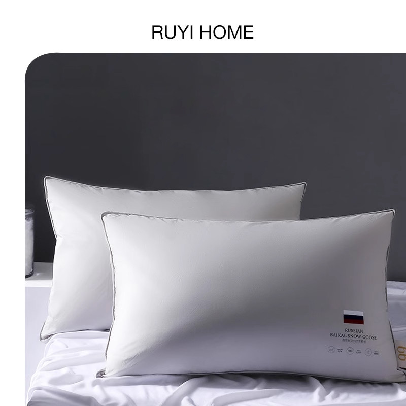 如奕95白鹅绒枕全绒枕五星酒店羽绒枕成人家用护颈椎单人枕头枕芯