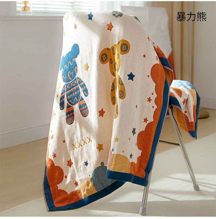 洗澡纯棉纱布浴巾女印花新款