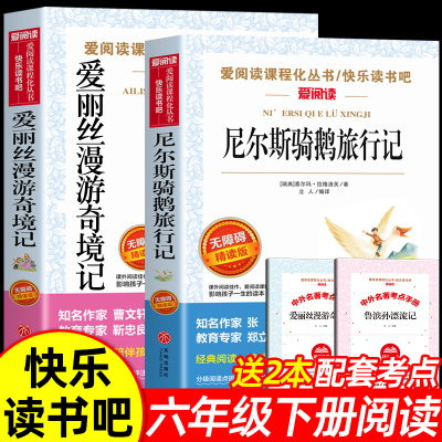 尼尔斯骑鹅旅行记六年级下册阅读的课外书爱丽丝漫游奇境记正版读物小学生课外阅读书籍儿童故事书经典书目米企鹅历险6下学期仙境
