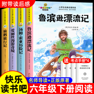 快乐读书吧6六下汤姆索亚历险记尼尔斯骑鹅旅行记爱丽丝漫游奇境宾孙 课外书原著完整版 全套4册 鲁滨逊漂流记六年级下册必读正版