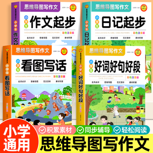 小学生一二三年级作文素材积累大全看图写话范文书作文日记起步好词好句好段作文起步日记起步优秀作文素材积累专项强化训练人教版