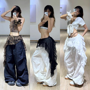 豹纹爵士舞屁帘小众飘带腰搭kpop流苏臀巾叠穿腰带辣妹街舞腰巾