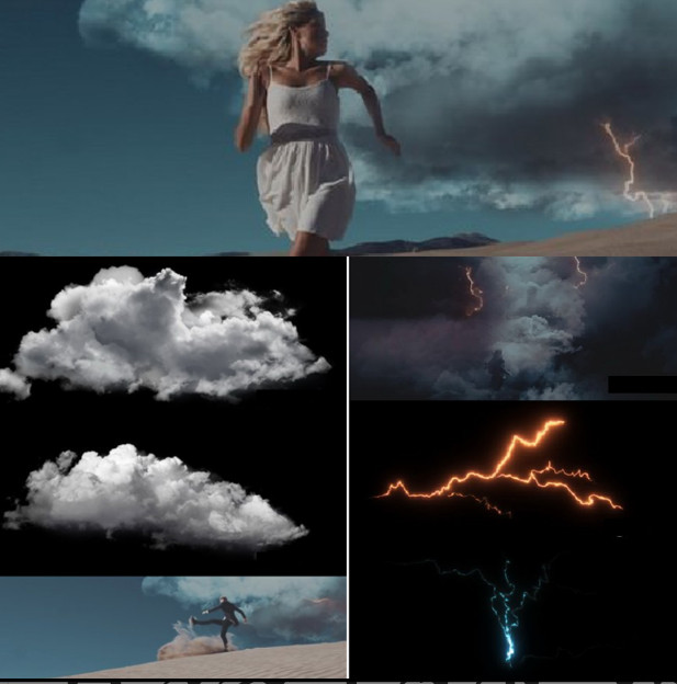 AE PR EDIUS合成视频素材带通道4K影视视觉特效闪电云朵雾 SC034