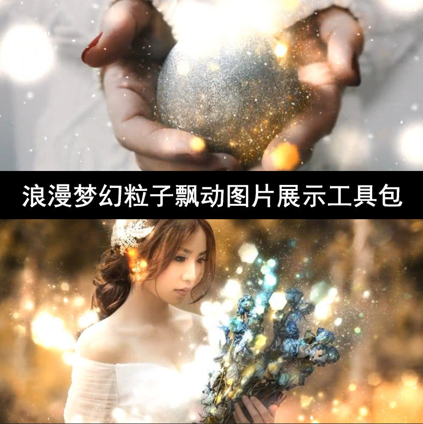 浪漫梦幻粒子飘动图片展示工具包ae模板 ac036