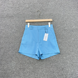 夏季 短裤 通勤OL蓝色西裤 高腰显瘦A字休闲裤 女 直筒裤 西班牙单