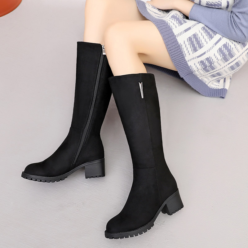 老北京冬季粗跟女棉靴