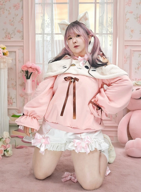 肉肉梦大码秋冬款毛绒南瓜裤lolita打底裤蝴蝶结花苞加绒lo娘保暖