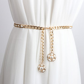 配连衣裙韩金属小香风百搭毛衣皮带链条裤 腰链女士装 饰夏季 子腰带