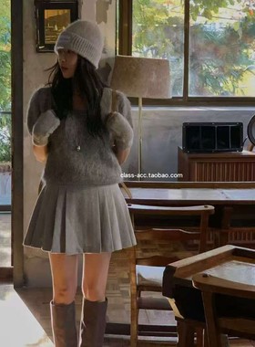 class韩国直邮120510 Miel 韩代2025款  可爱减龄羊毛半裙裤裙