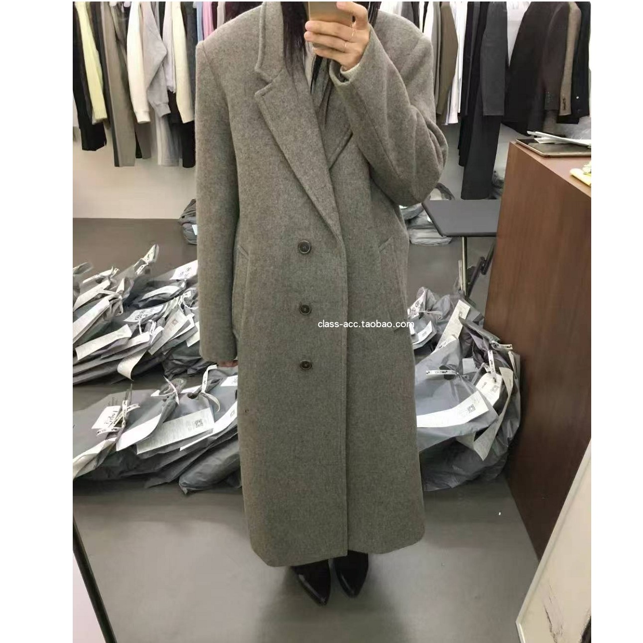 class韩国直邮120722 HEMP 韩代2025款  羊毛1oo长款毛呢大衣