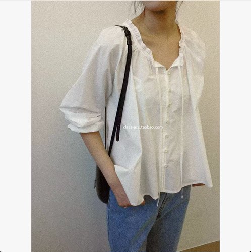 class韩国直邮1040201 gallery 韩代2026款  小花边领长袖衬衫