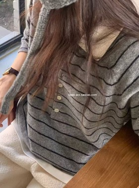 class韩国直邮120805 BAKING POWDER 韩代2025款  条纹polo毛衣