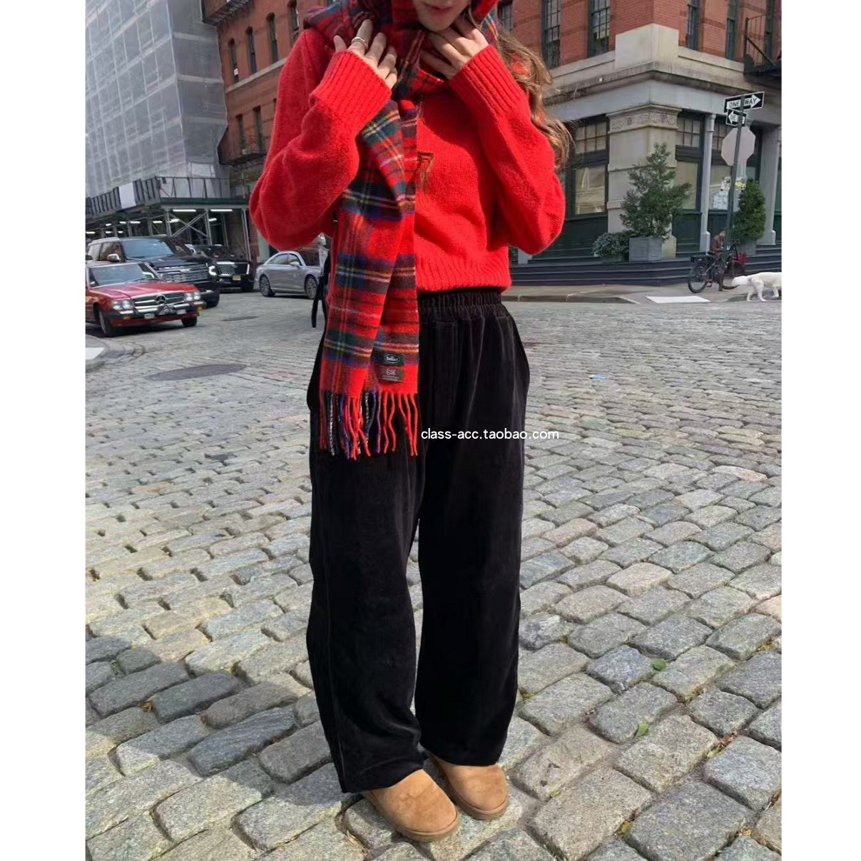 class韩国直邮120704 VEGETABLE 韩代2025款  可束脚丝绒卫裤