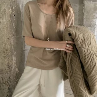 国现class韩国直邮011809 POSTER 韩代2026福利款  兔毛短袖T