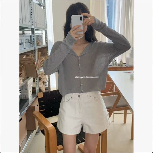 class韩国直邮062414 OUNCE 韩代2026款  竖坑条防晒小开衫