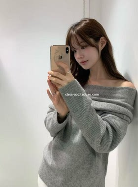 class韩国直邮120718 VEGETABLE韩代2025  斜肩/一字肩小漂亮毛衣