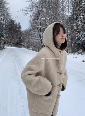 class韩国直邮122301 OUNCE 韩代2025款  牛角扣环保皮毛一体