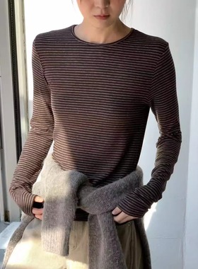 韩现class韩国直邮112507 OBJECT韩代2025款  糯唧唧超弹力条纹T