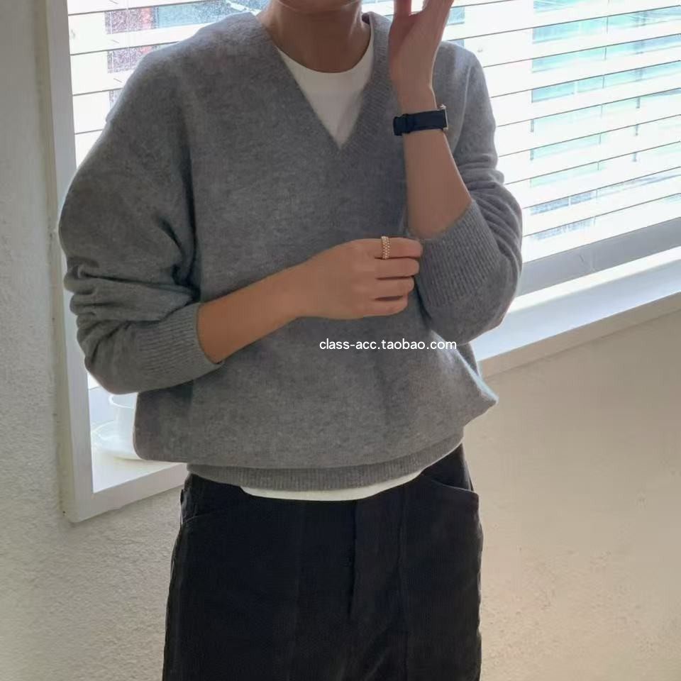class韩国直邮103010 PLACOR 韩代2025款  极细羊毛＋羊绒V领毛衣