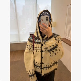 class韩国直邮011409 ONE MONE 韩代2025福利款  费尔岛毛衣开衫