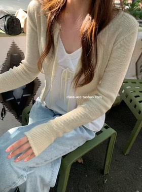 class韩国直邮030104 Riette 韩代2026款  小花边系带针织开衫