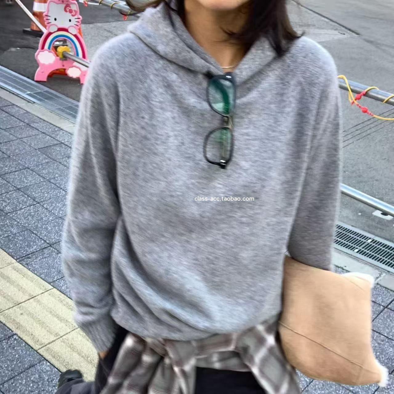 class韩国直邮111408 ROMANTICIZE 韩代2025款一片式高领连帽毛衣