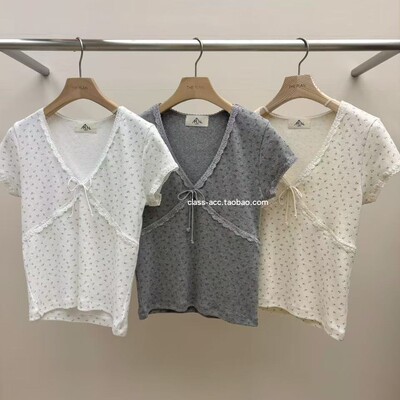 class韩国直邮031001 the plan 韩代2026款  甜美小碎花短袖T